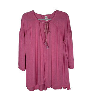 Free People/We The Free Sz M oversize tie top tunic 3/4 balloon sleeve v-neck